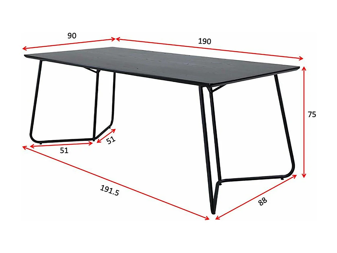 Table à Manger Design "Petra" 190cm Noir