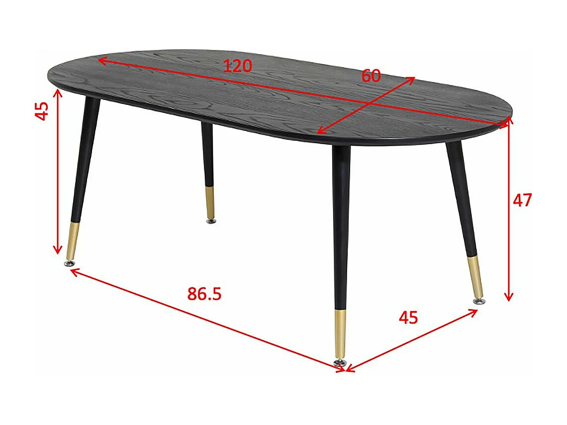 Table Basse Ovale "Dipp" 120cm Noir
