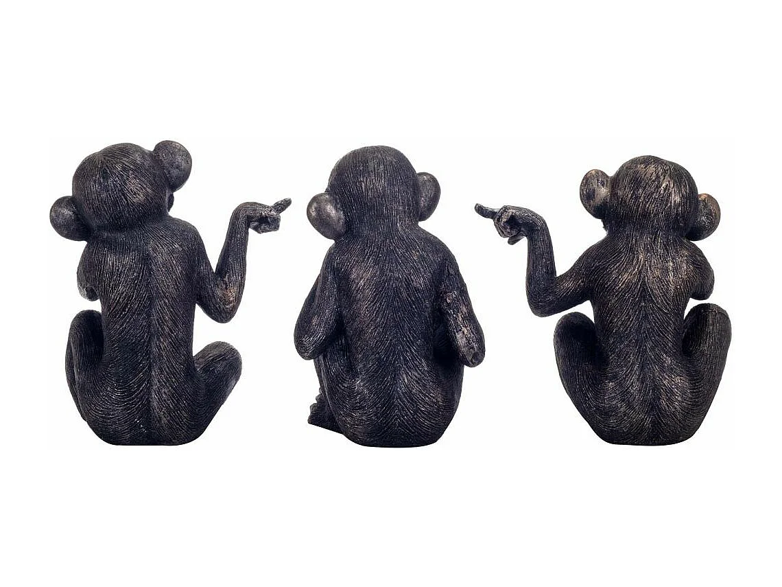 Monos de resina No ven - no oyen - no hablan (Juego de 3) Modelo 2