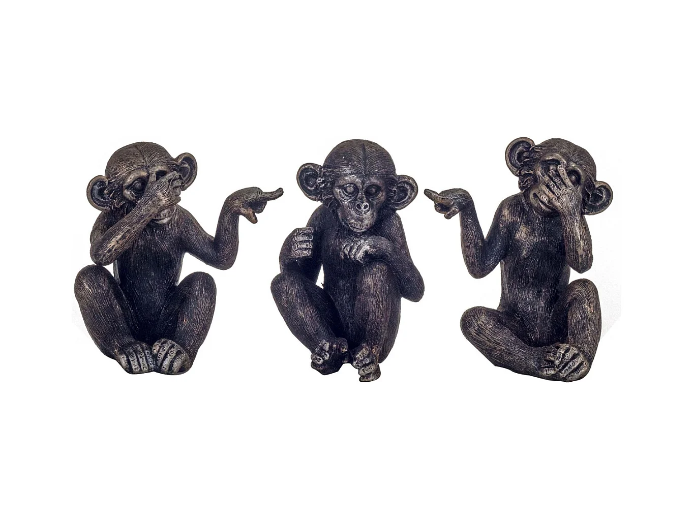 Monos de resina No ven - no oyen - no hablan (Juego de 3) Modelo 2