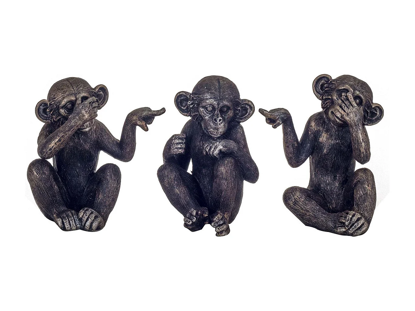 Monos de resina No ven - no oyen - no hablan (Juego de 3) Modelo 2