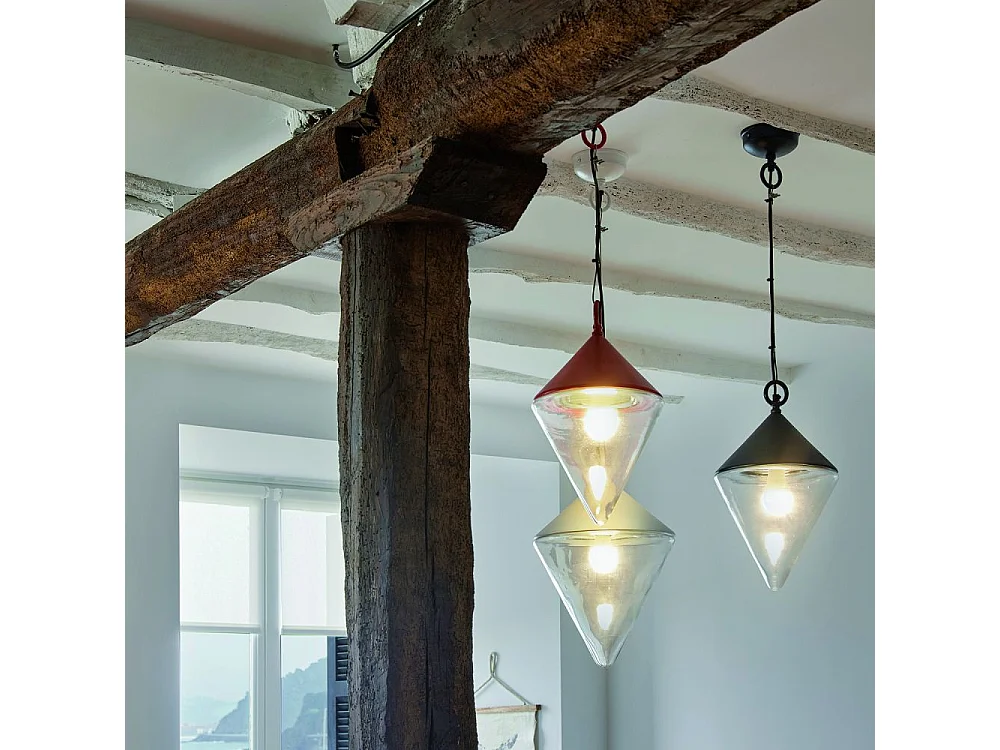 Suspension en métal et verre Bouée 30 x 50 cm