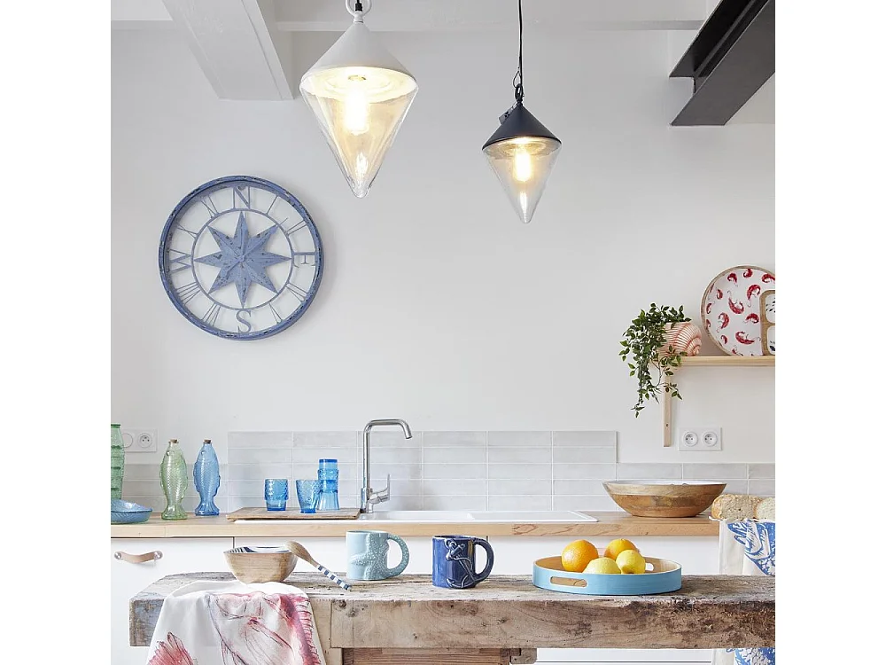 Suspension en métal et verre Bouée 30 x 50 cm