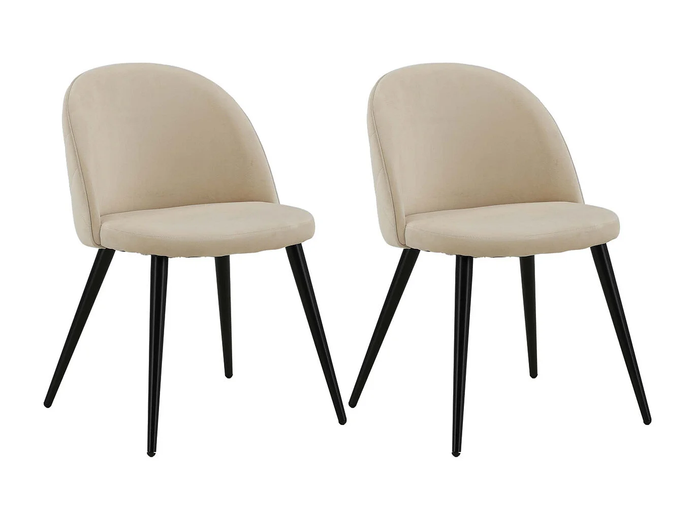 Chaise avec dossier matelassé Velvet (Lot de 2) Beige