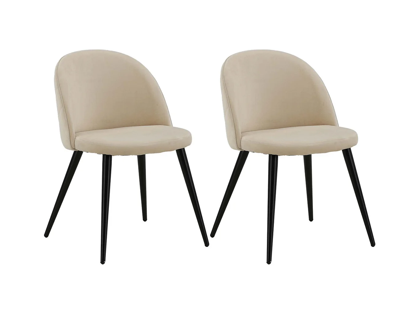 Chaise avec dossier matelassé Velvet (Lot de 2) Beige