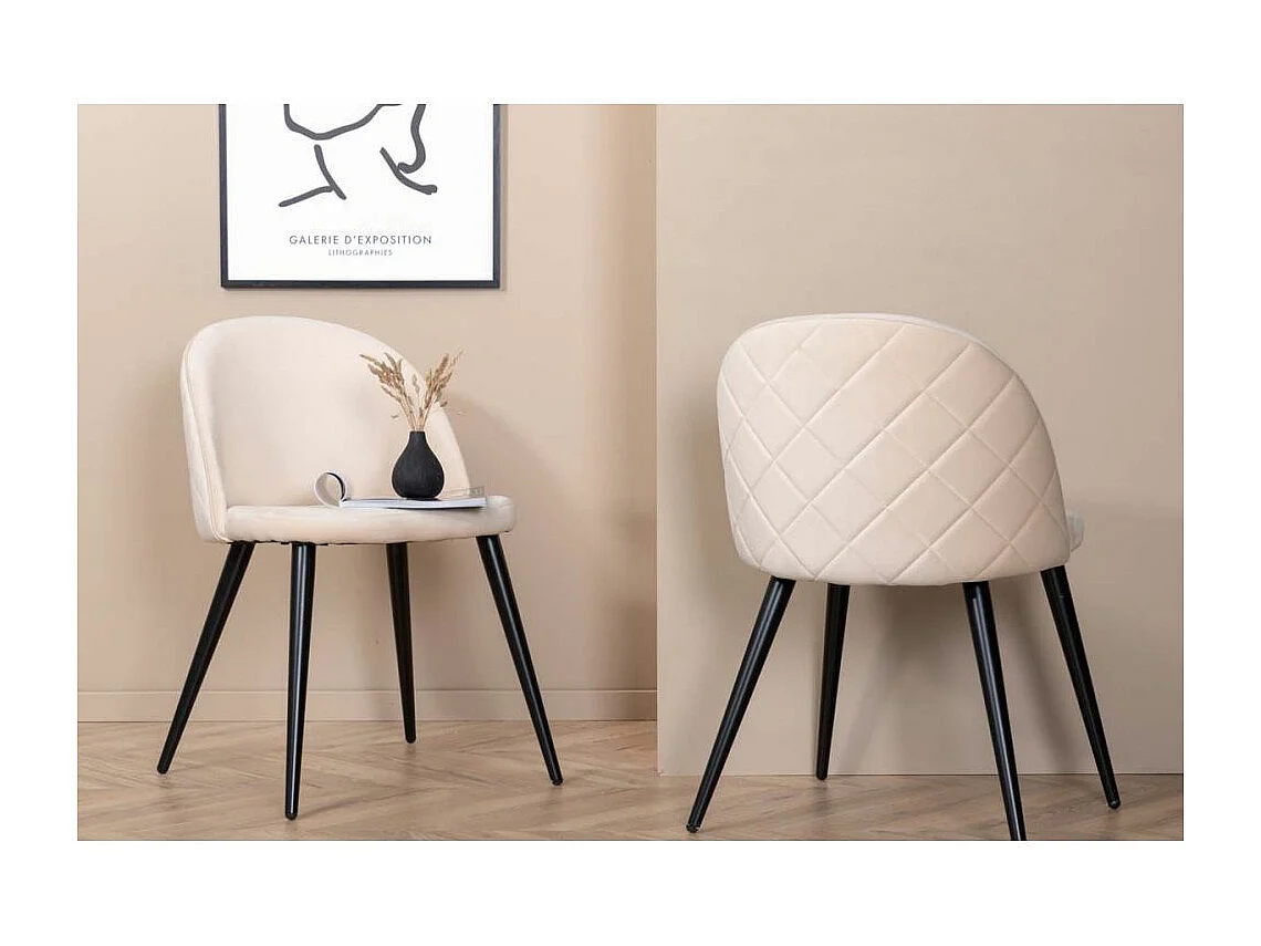 Chaise avec dossier matelassé Velvet (Lot de 2) Beige