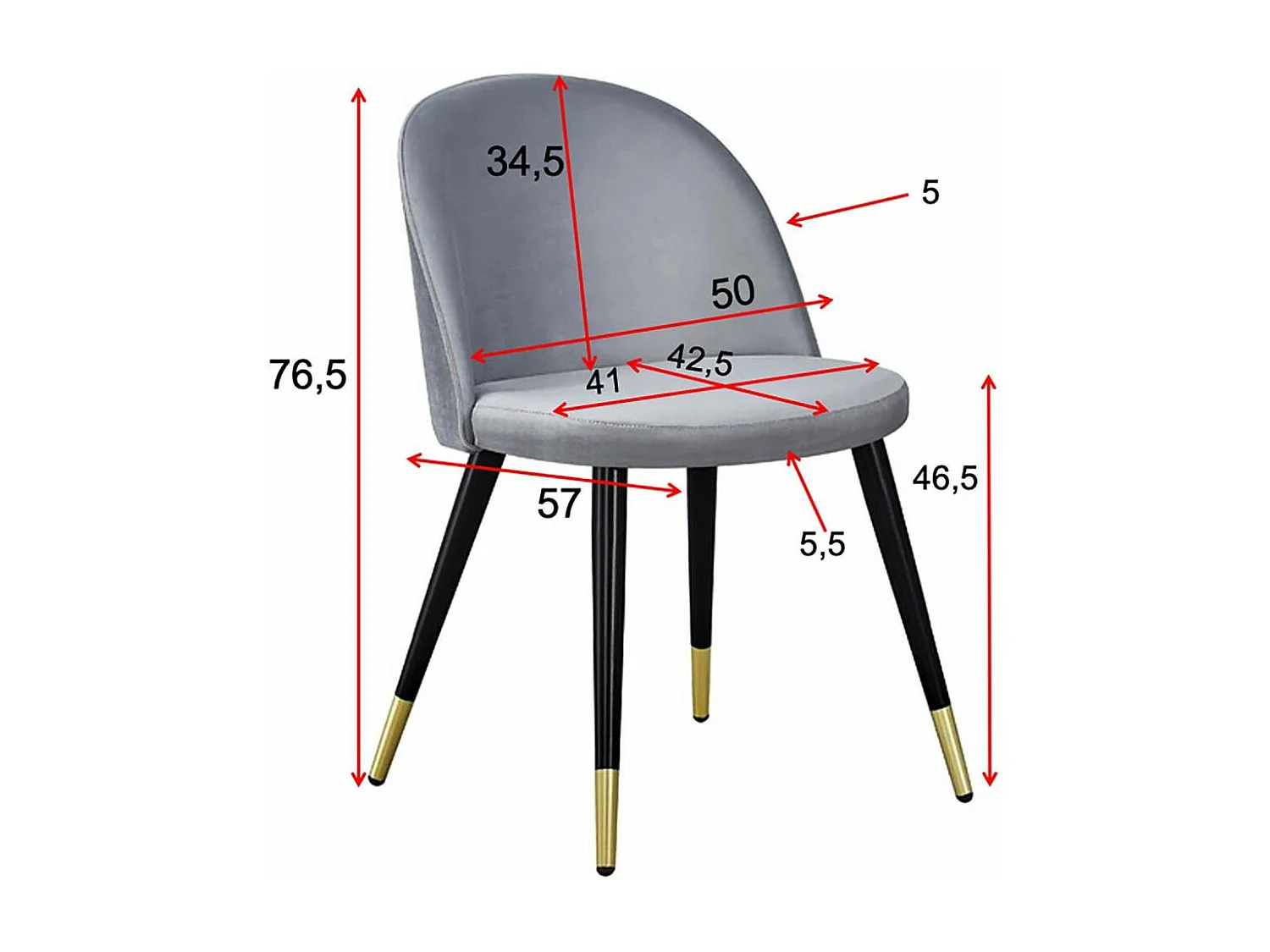 Chaise avec dossier matelassé Velvet (Lot de 2) Beige