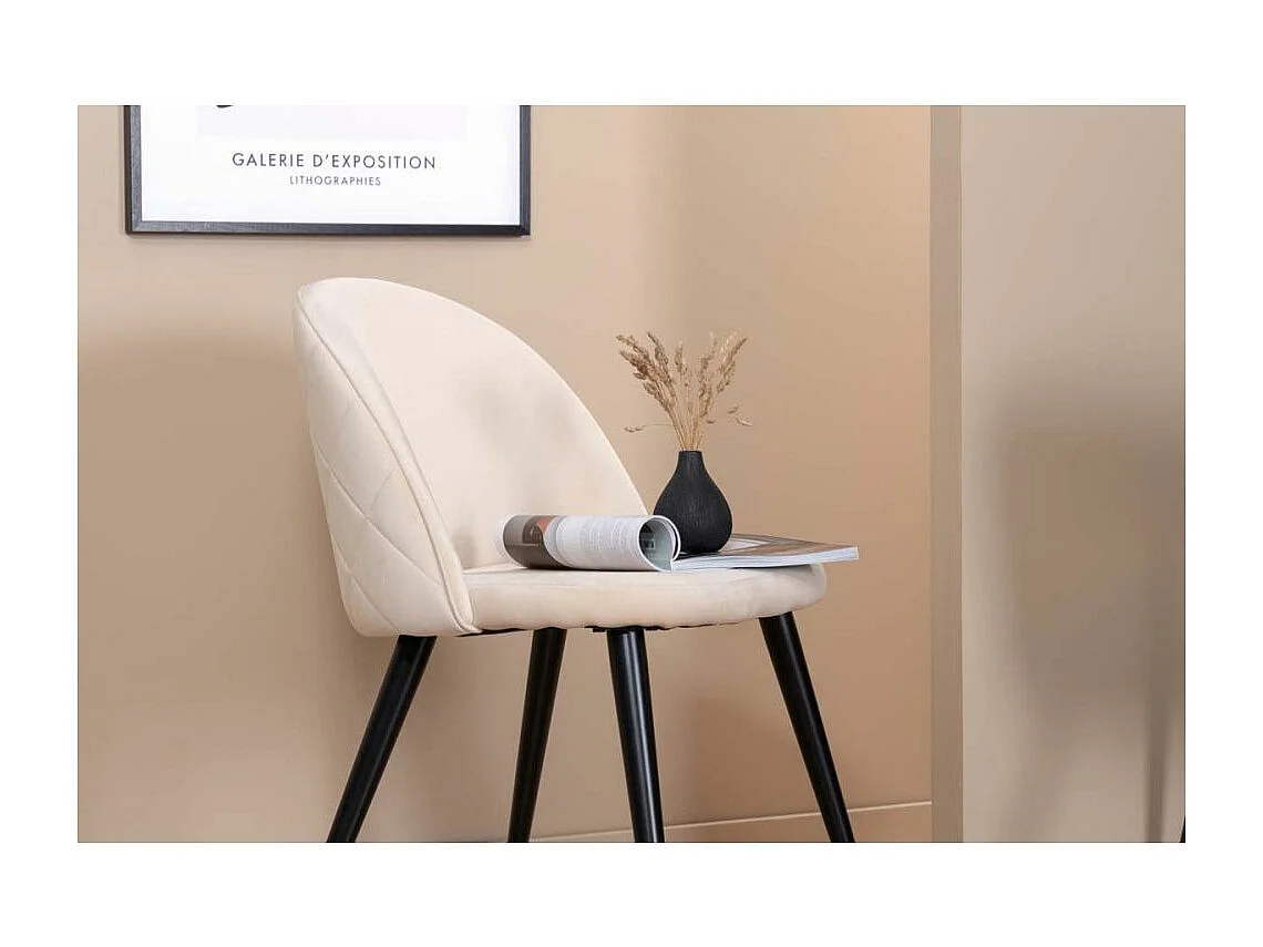 Chaise avec dossier matelassé Velvet (Lot de 2) Beige