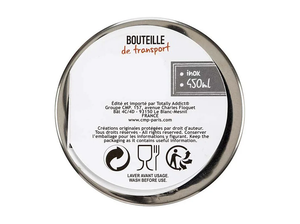 Bouteille de transport en inox 450 ml (Lot de 2)