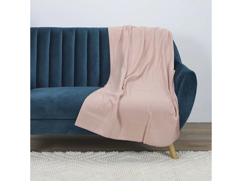 Plaid polaire uni rose 125 x 150 cm (Lot de 2)