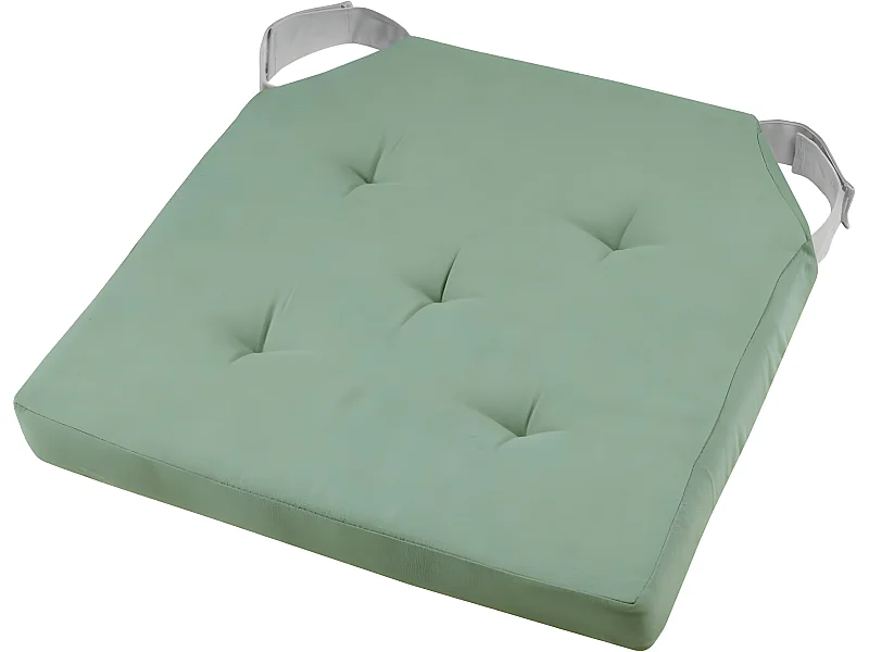 Coussin de chaise attaches scratchs jade et gris