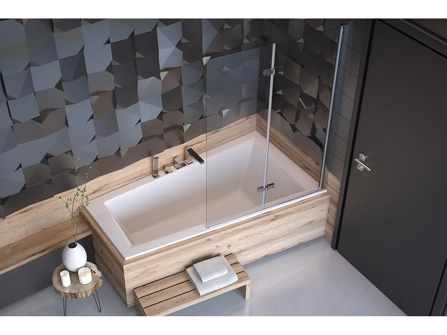 Baignoire d'angle DROITE ULTIMA 150 ou 160 cm slim - Dimensions: 160cm