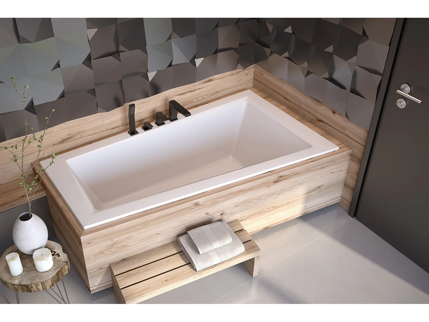 Baignoire d'angle DROITE ULTIMA 150 ou 160 cm slim - Dimensions: 160cm