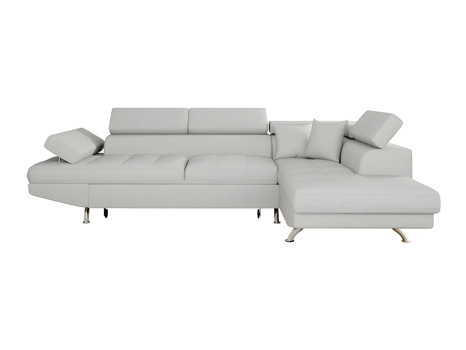 Canapé d'angle convertible 5 places Roma tissu Gris Perle