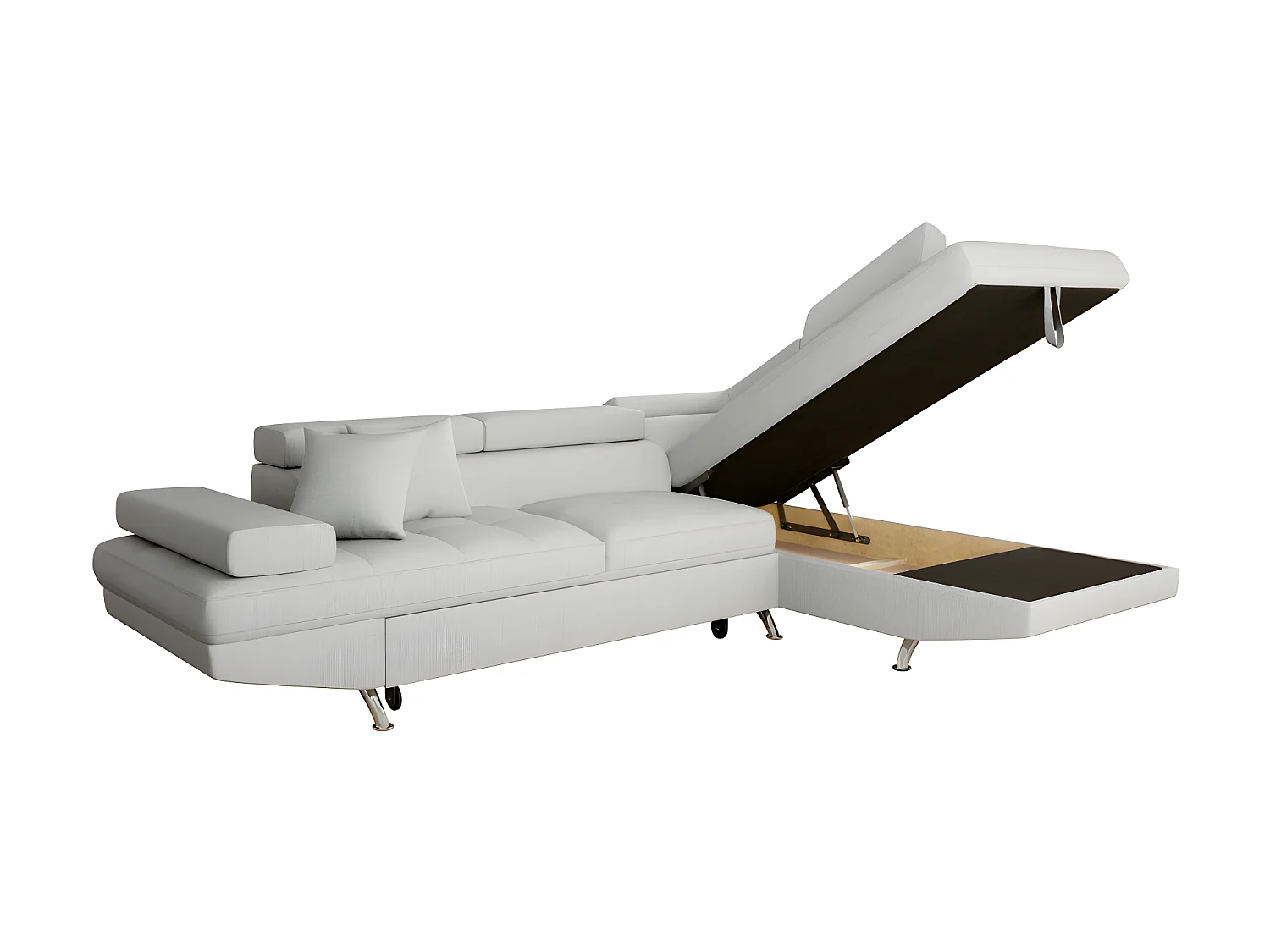 Canapé d'angle convertible 5 places Roma tissu Gris Perle