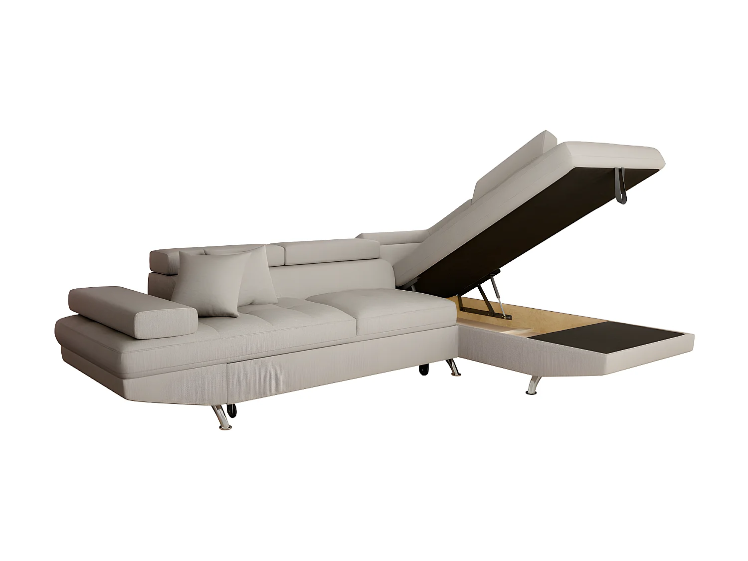 Canapé d'angle convertible 5 places Roma tissu Beige