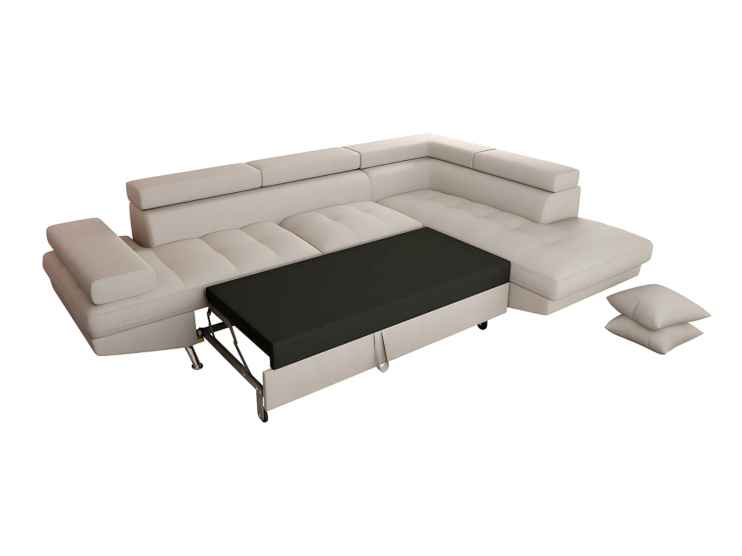 Canapé d'angle convertible 5 places Roma tissu Beige
