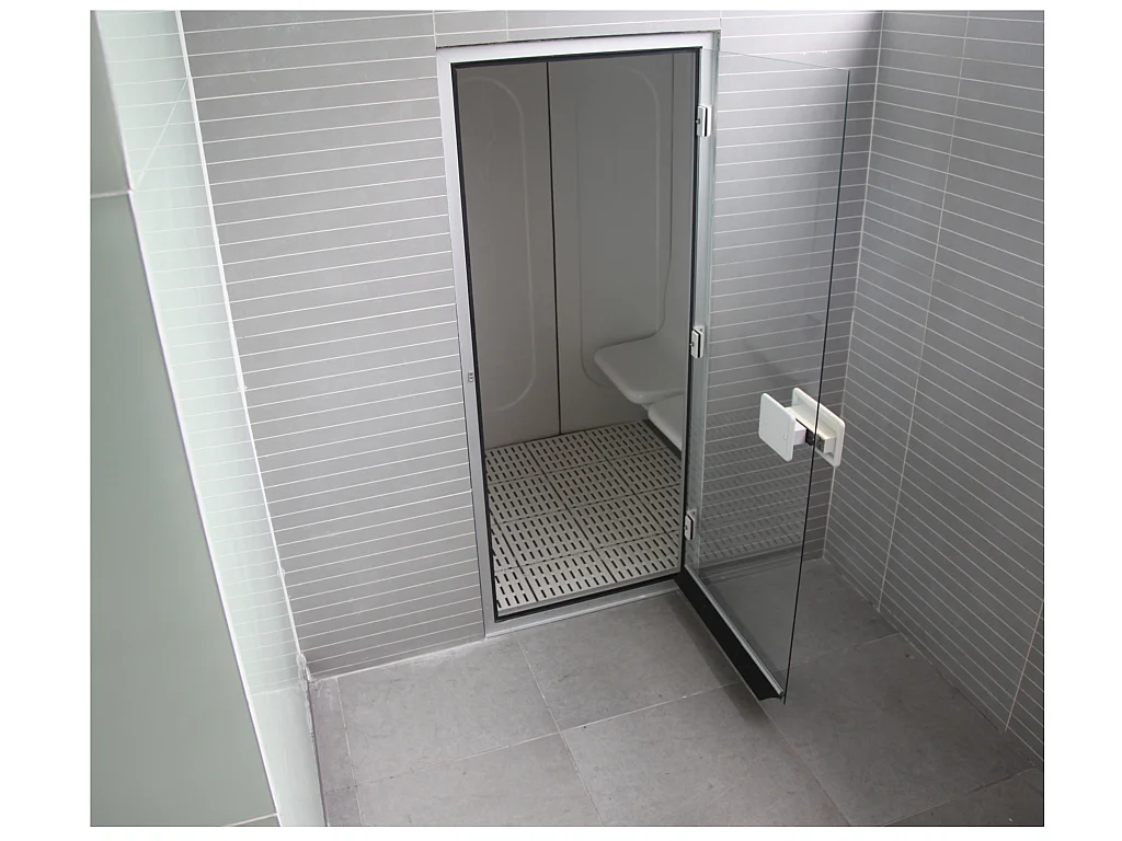 Hammam droit ILIADE 4 places avec sièges ergonomiques, panneau de contrôle extérieur et sonde de température - L190 x l 130 x H225 cm