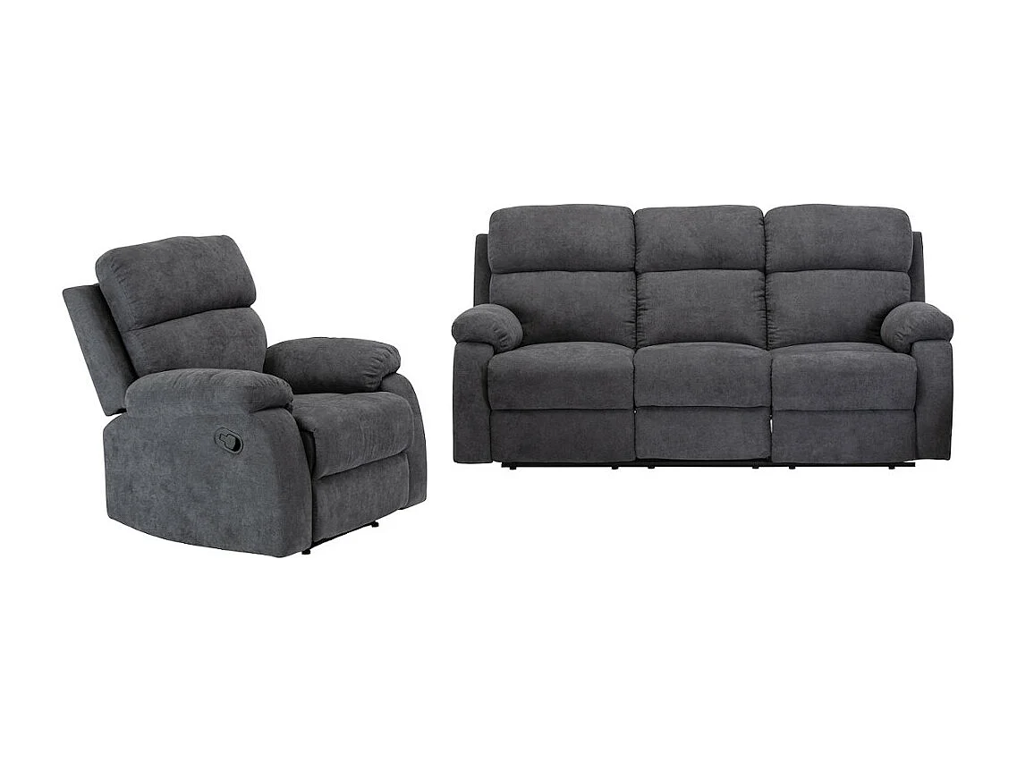 Divano relax 3+1 posti in tessuto Antracite TOLZANO