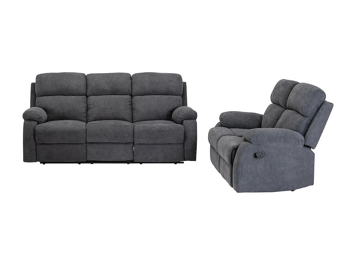 Canapés 3 places et 2 places relax en tissu TOLZANO - Anthracite