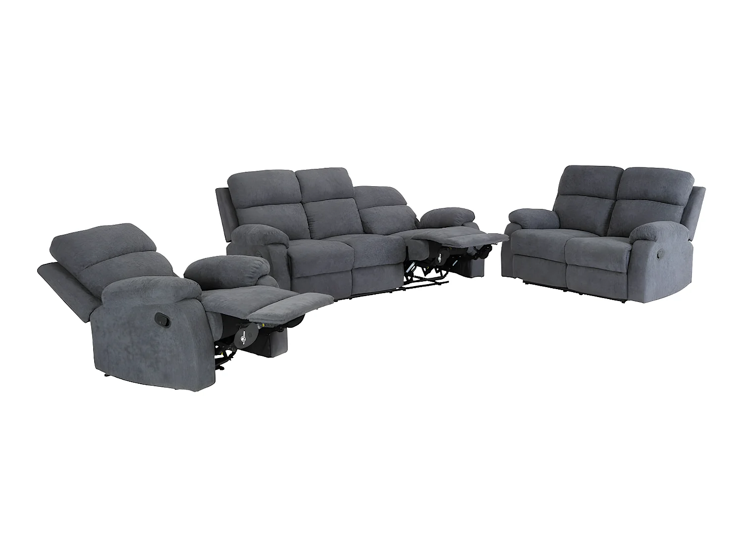 2- og 3-personers sofa og hvilestol i antracitgråt stof TOLZANO