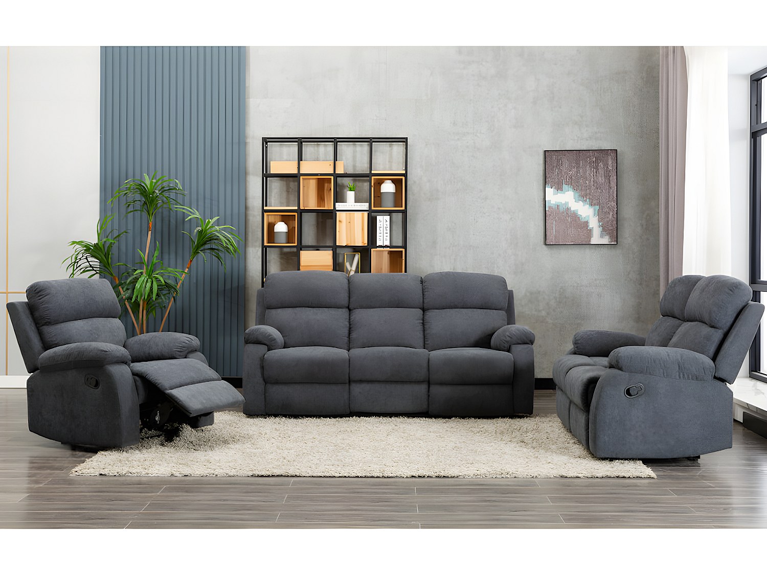 Vente-unique Relaxgarnitur +1 Tolzano - Stoff - Anthrazit