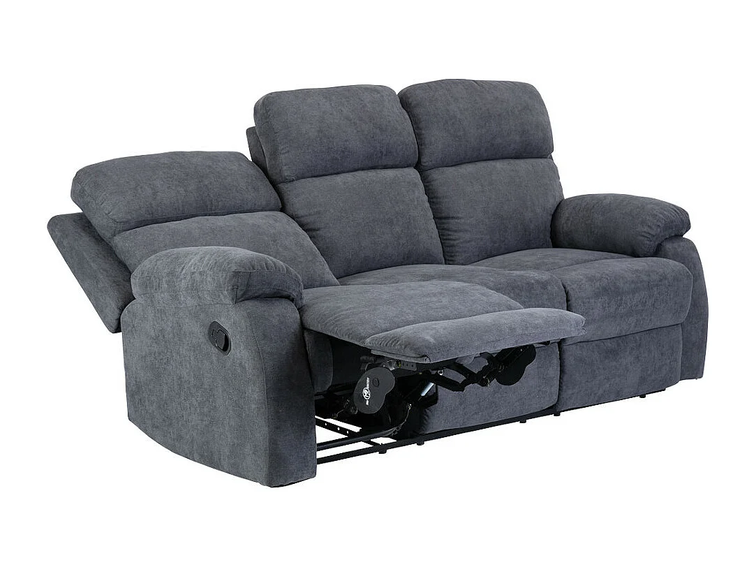 Canapés 3 places 2 places et un fauteuil relax en tissu TOLZANO - Anthracite