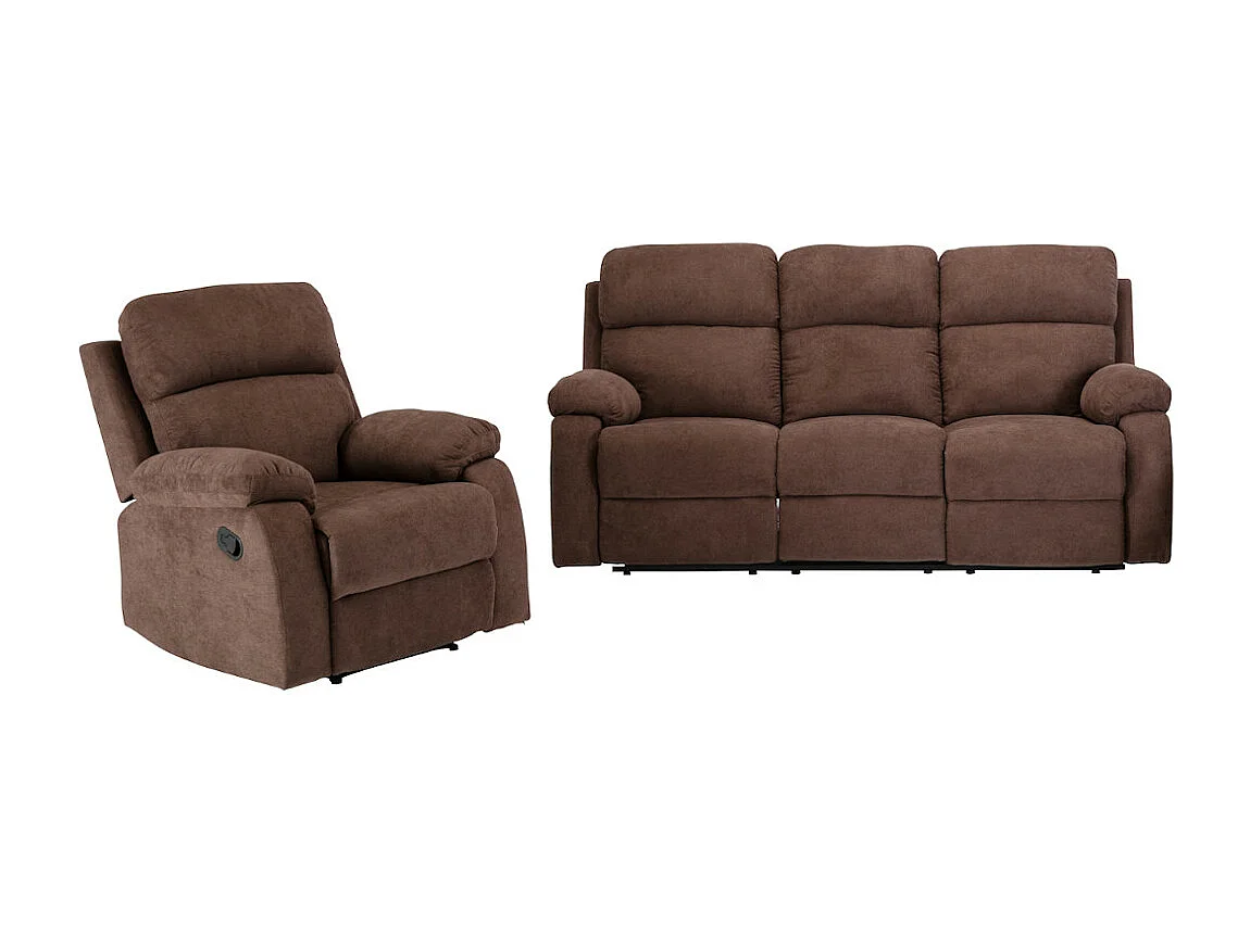 Relaxgarnitur 3+1 - Stoff - Braun - TOLZANO