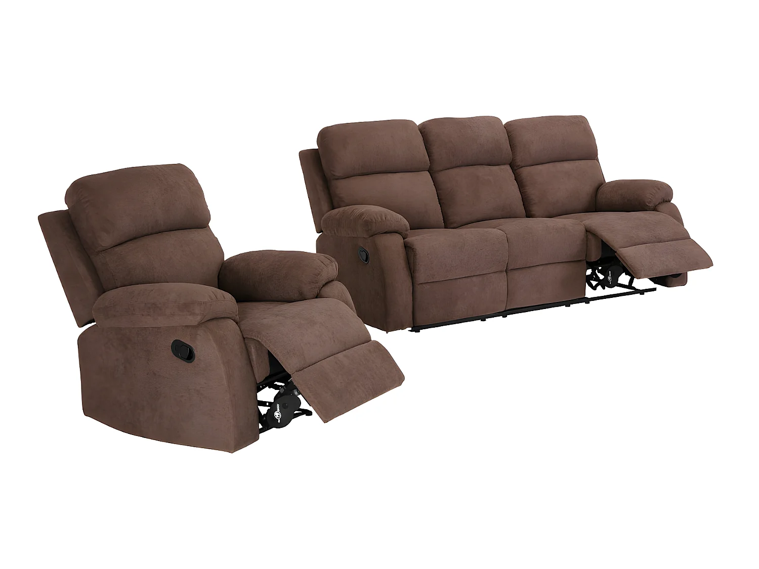Canapé 3 places et un fauteuil relax en tissu TOLZANO - Marron