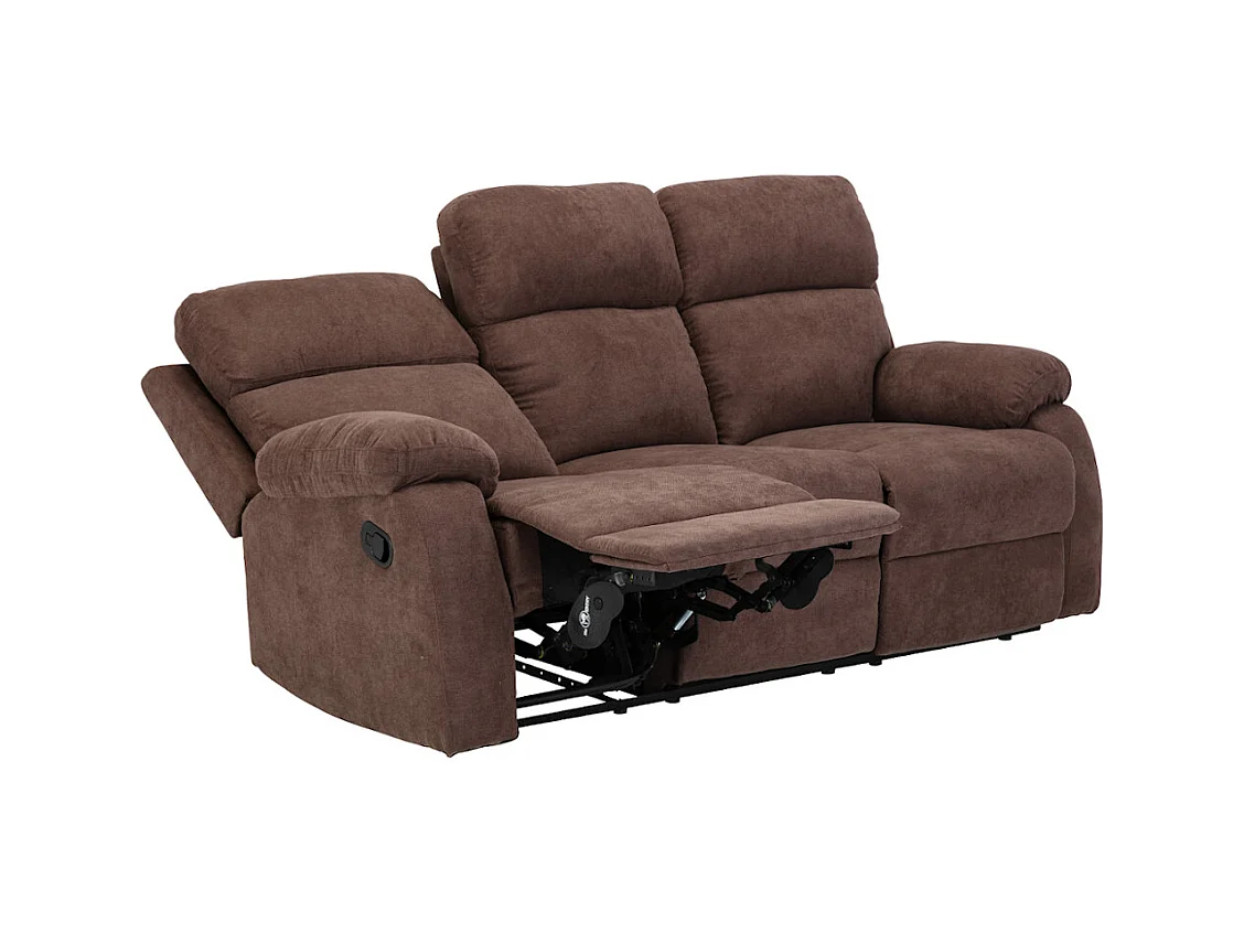 Canapé 3 places et un fauteuil relax en tissu TOLZANO - Marron
