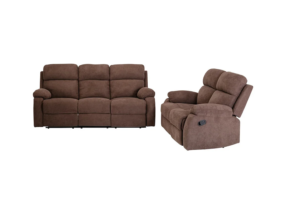 Relaxzitbank 3 + 2 plaatsen van stof met handmatig mechanisme TOLZANO  - Donkerbruin