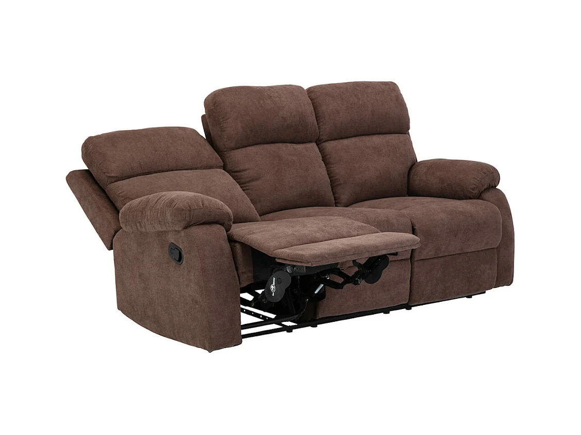 Relaxzitbank 3 + 2 plaatsen van stof met handmatig mechanisme TOLZANO  - Donkerbruin