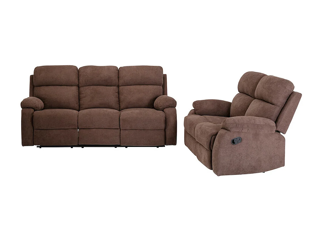 Relaxzitbank 3 + 2 plaatsen van stof met handmatig mechanisme TOLZANO  - Donkerbruin