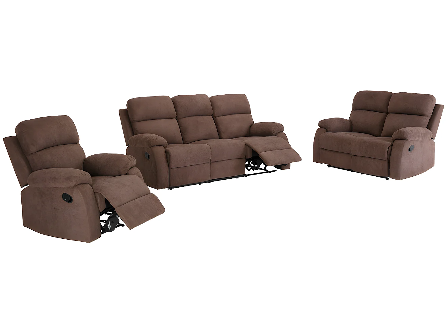 Relaxgarnitur 3+2+1 - Stoff - Braun - TOLZANO