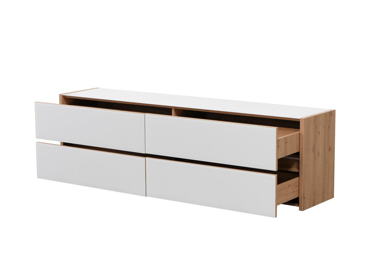 TV-Möbel mit LED-Beleuchtung KASTIL - Eiche & Weiß kaufen