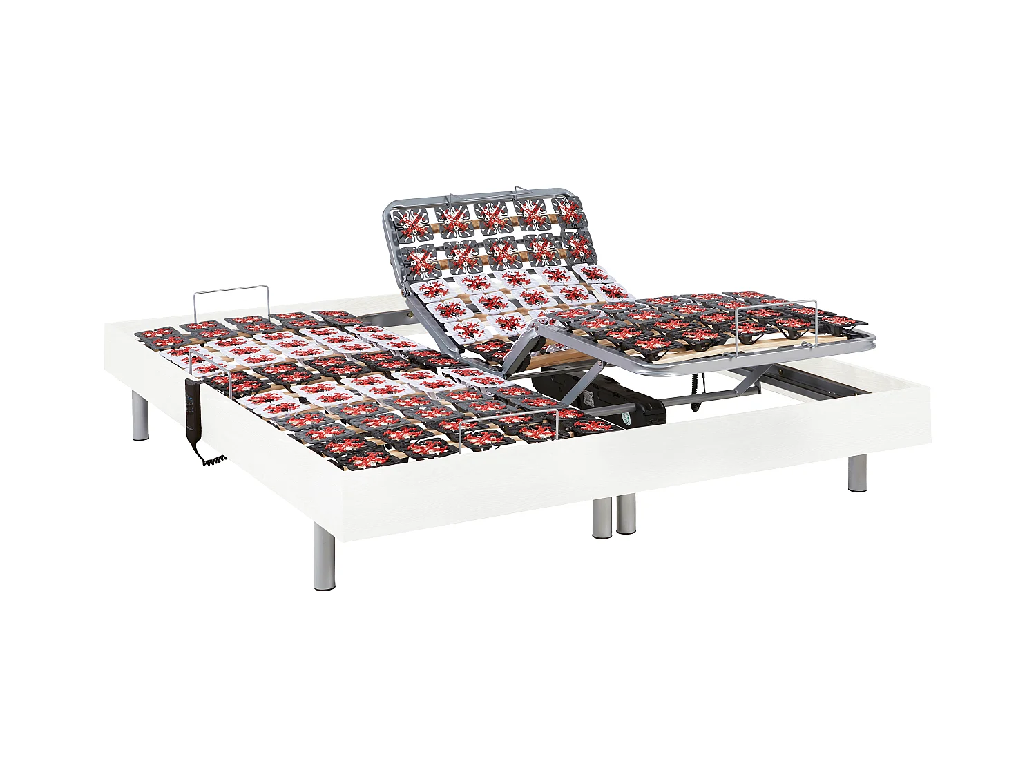 Relaxbett elektrisch - Taschenfedernkernmatratzen mit Formgedächtnis - PHANES von YSMÉE - mit OKIN-Motor - Weiß - 2 x 70 x 190 cm