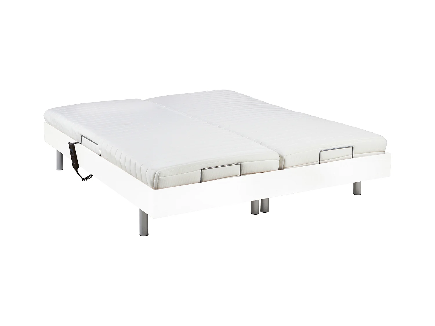 Cama eléctrica de relaxación decorativa + colchón 100% látex 3 zonas - 2 x 90 x 200 cm - Tela - Gris - PANISOLA de DRAMEA