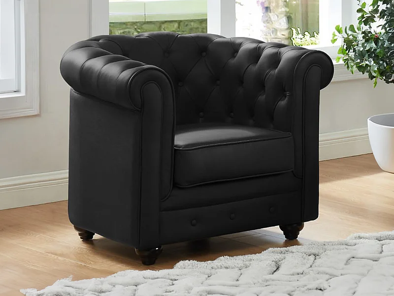 Poltrona in Pelle di bufalo Nera - CHESTERFIELD