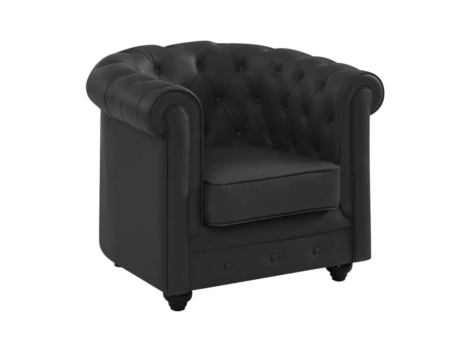 Fauteuil en cuir de buffle noir CHESTERFIELD