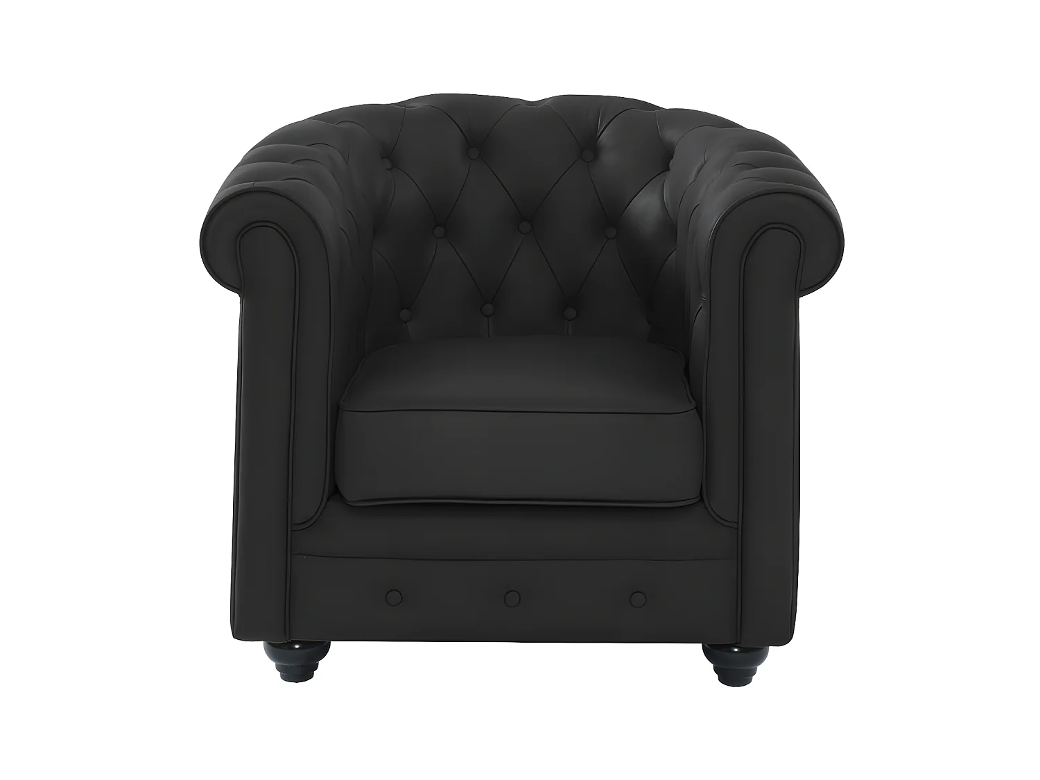 Fauteuil van buffelleer CHESTERFIELD - Zwart