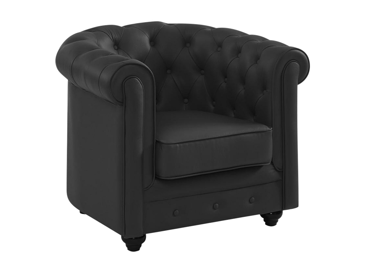 Vente-unique Ledersessel - Büffelleder - Schwarz - Chesterfield