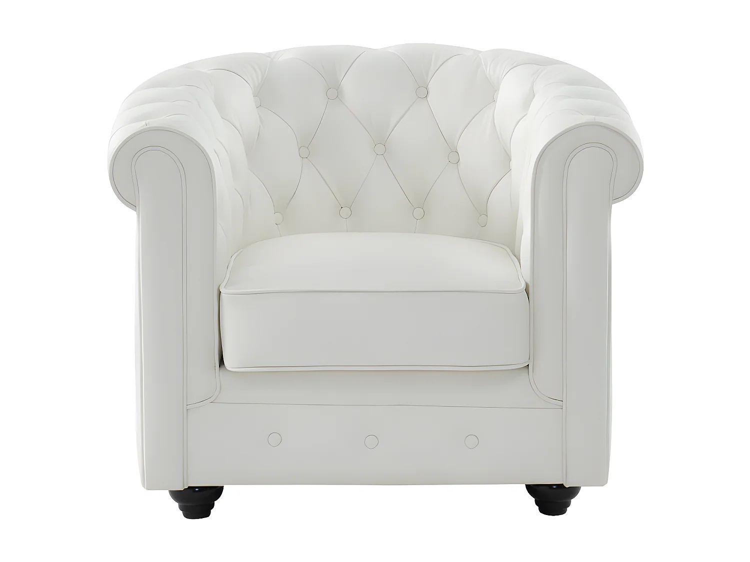 Fauteuil en cuir de buffle blanc CHESTERFIELD
