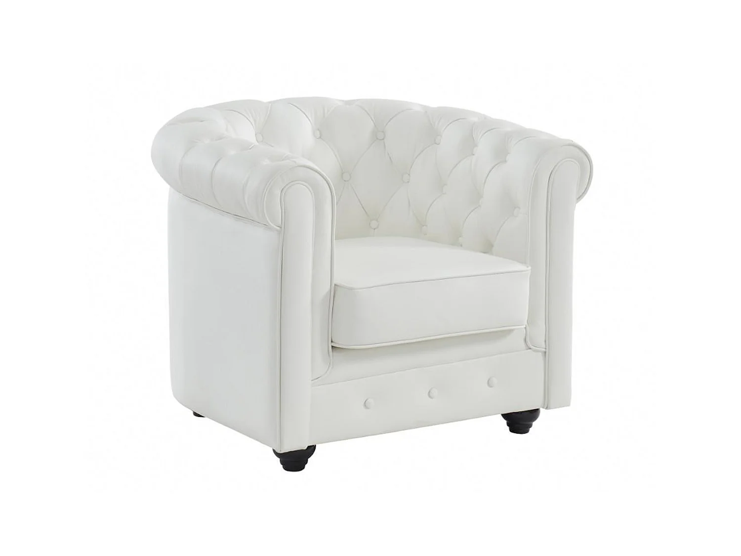 Fauteuil en cuir de buffle blanc CHESTERFIELD