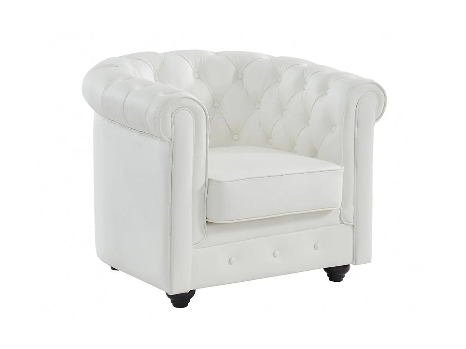 Poltrona em pele de búfalo - Branco - CHESTERFIELD