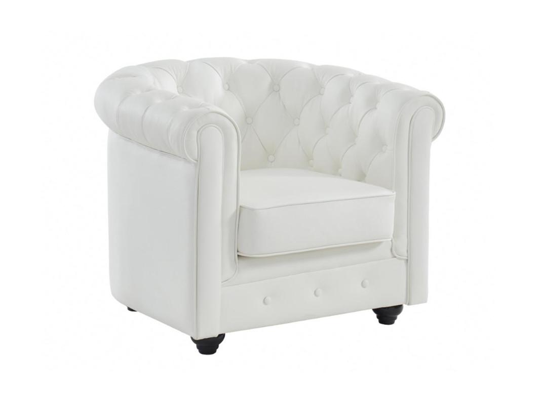 Sillón de piel de búfalo CHESTERFIELD - Blanco