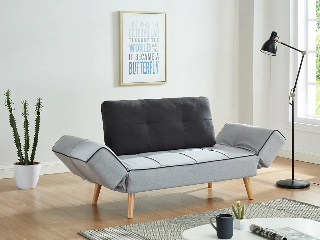 Schlafsofa Klappsofa - Stoff - Hellgrau & Anthrazit - EBATY II