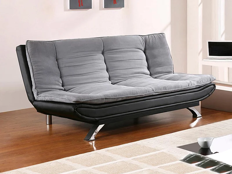 Schlafsofa Klappsofa - Stoff - Grau & Schwarz -  DEMIDO III