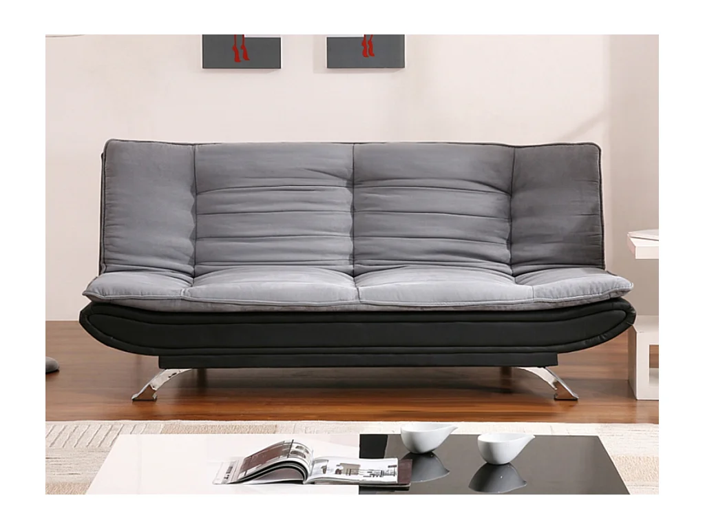 Schlafsofa Klappsofa - Stoff - Grau & Schwarz -  DEMIDO III