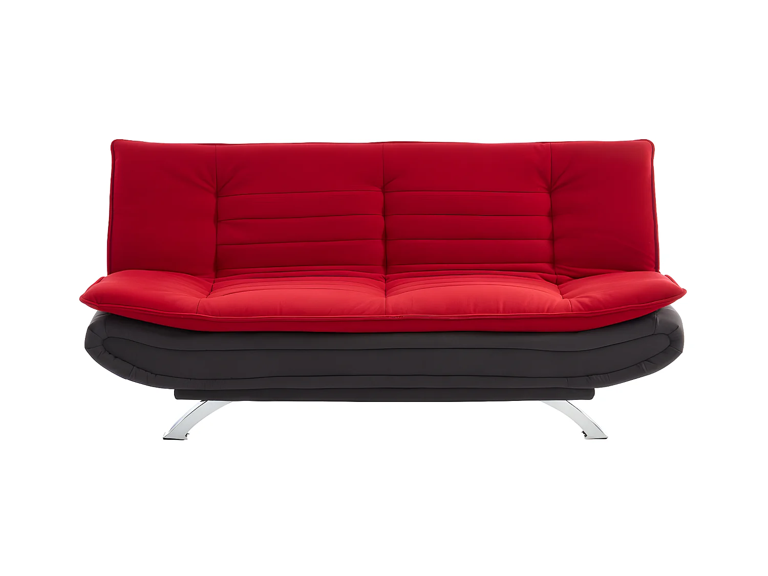 Canapé convertible clic-clac en tissu DEMIDO III - Bicolore rouge et anthracite