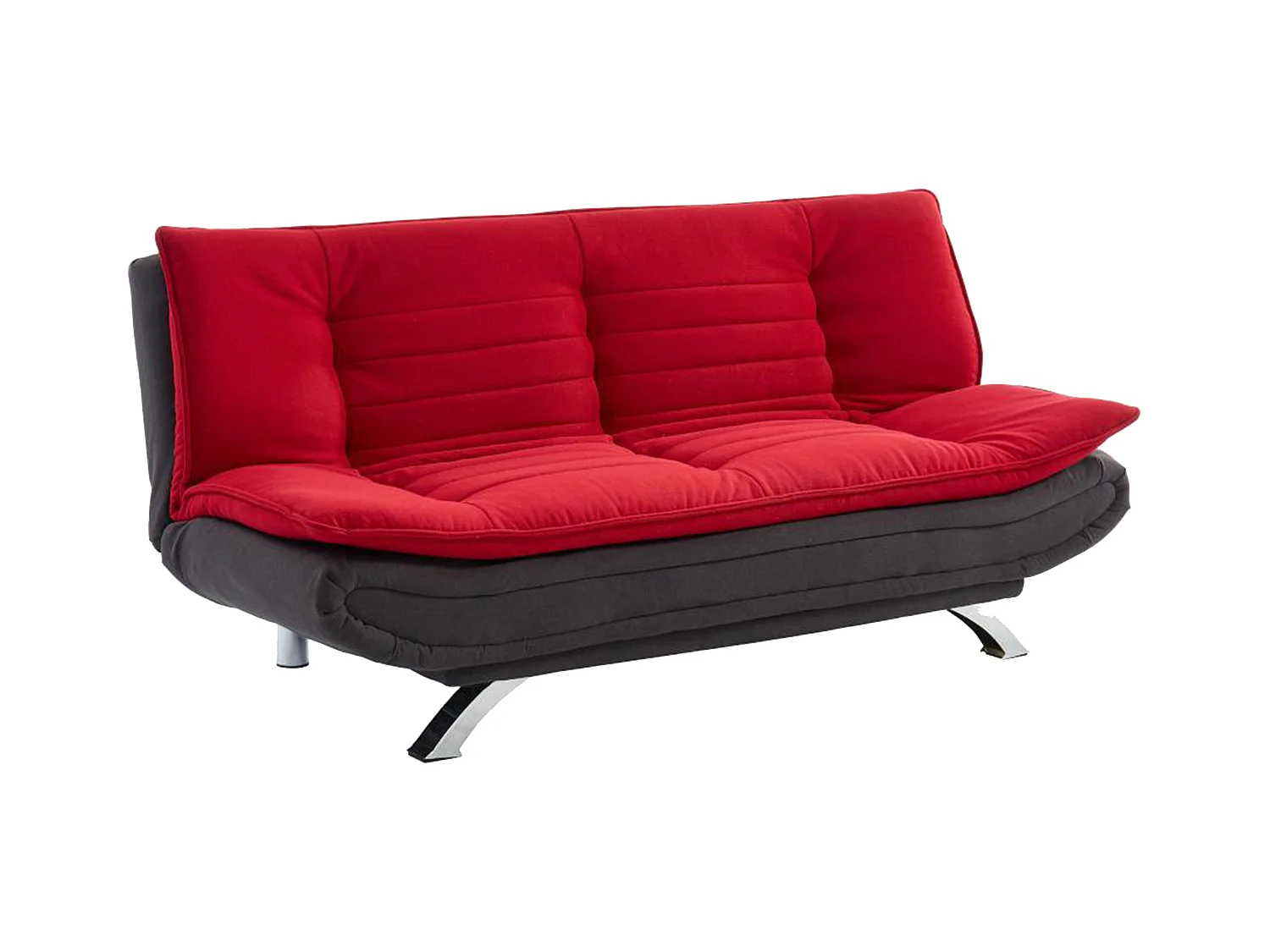 Canapé convertible clic-clac en tissu DEMIDO III - Bicolore rouge et anthracite
